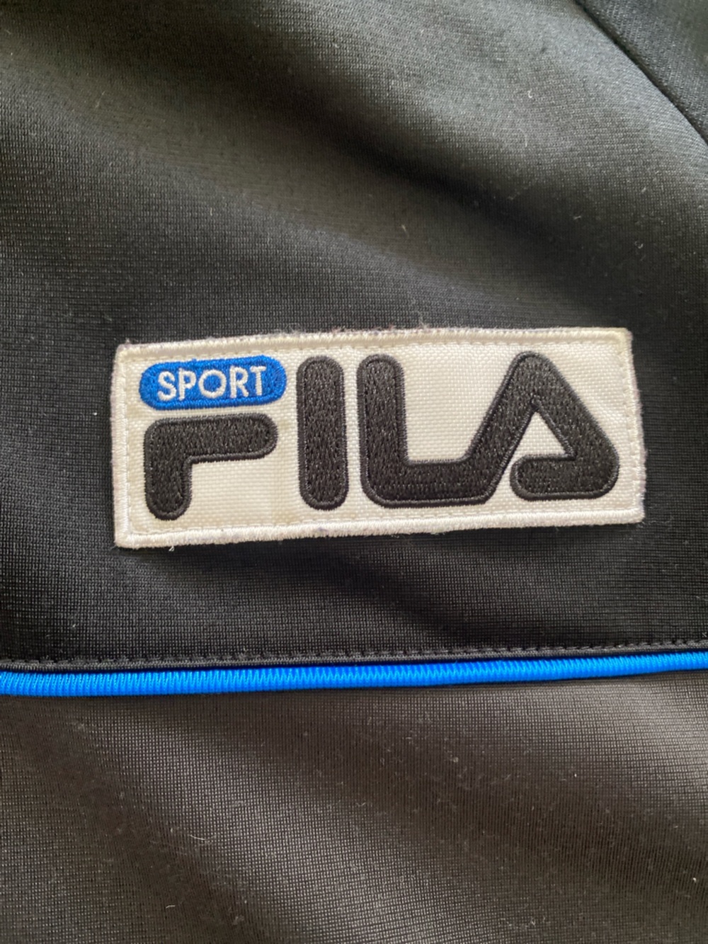 FILA VINTAGE  Black Track Jacket with Blue Trim ITALIA 🇮🇹 - Picture 6 of 16